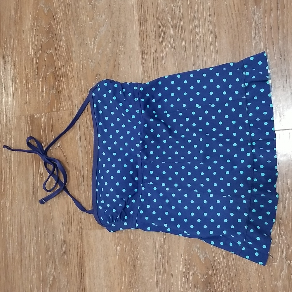 (8) South Point Polka Dot Halter Ruffle Vacation Beach Pool Retro Summer Tropics